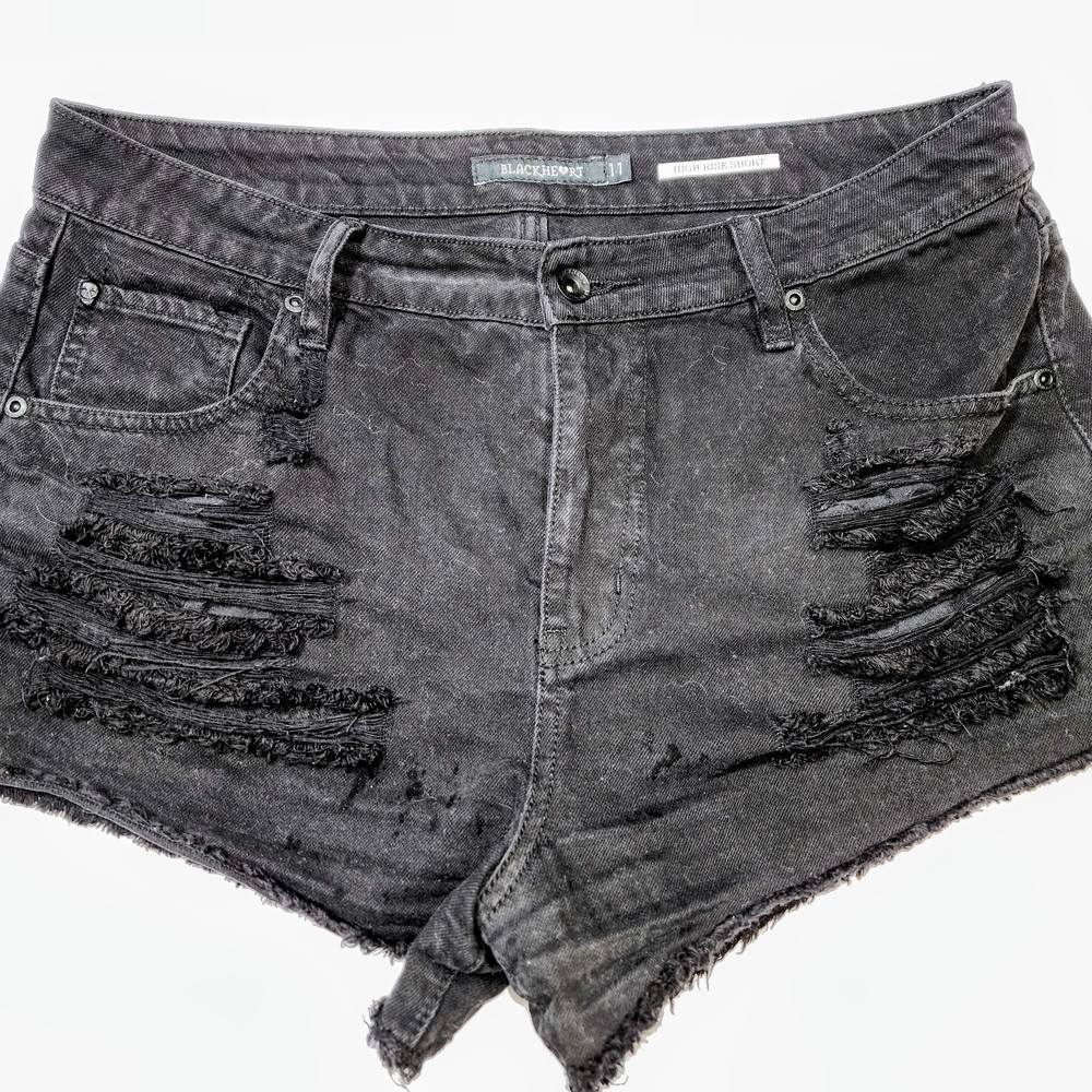 Blackheart Charcoal Distressed Jean Shorts